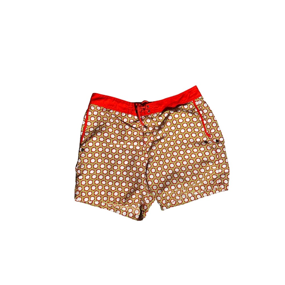Mr. Swim Mens Red Geometric Honeycomb Board Shorts Swim Trunks Size 34